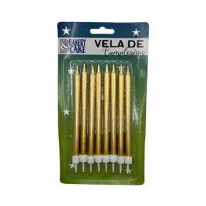 Vela Cilíndrica Oro para Pastel