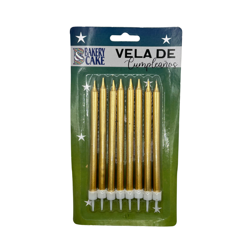 Vela Cilíndrica Oro para Pastel